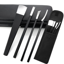 Load image into Gallery viewer, 4Pcs/Set Black Stainless Steel Pedicure Knife Professional Pedicure Knife Set Foot Care Tool Nail Tool Kit With Bag