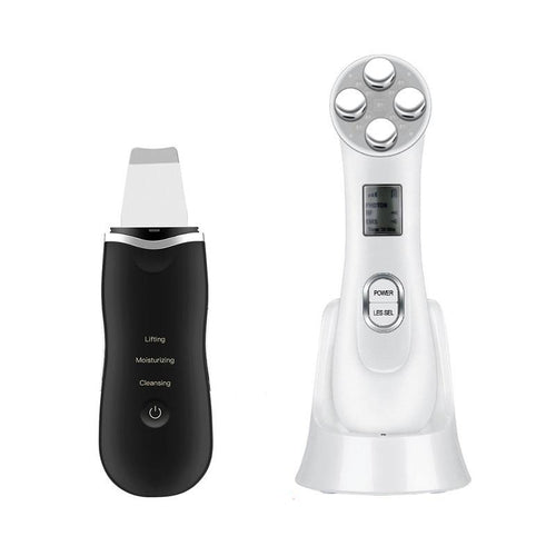 Ultrasonic Skin Scrubber Facial Cleaning Peeling Shovel Lifting Machine + Mesotherapy Electroporation RF Radio Frequency LED Photon Skin Care Beauty Device