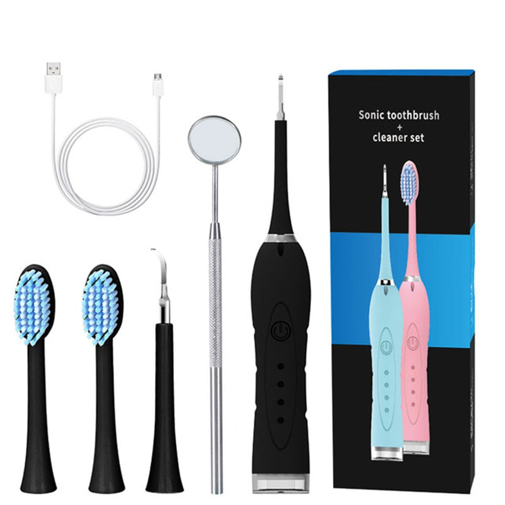 2 in 1 Sonic Dental Scaler Electric Toothbrush USB Rechargeable Tooth Calculus Remover Teeth Whiten Stains Tartar Cleaner