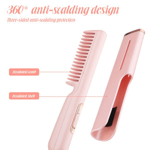2-in-1 Hair Straightener Tourmaline Ceramic Hair Curler Brush Hair Comb Straighteners Curling Hair Iron Hair Styler Tool