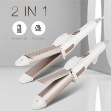 Load image into Gallery viewer, 2 In 1 Hair Straightener Curler For Home Travel Plate Roller Fast Heating Hair Straightening Curling Portable Hair Styling Tools