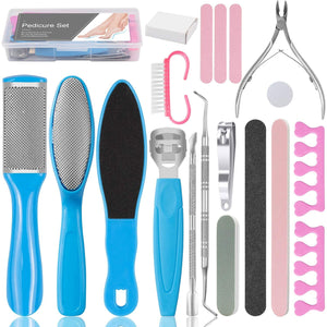20 in 1 Foot Files Professional Pedicure Tools Set Foot Callus Remover Foot Scrubber Dead Skin Remover Pedicure Kits for Women