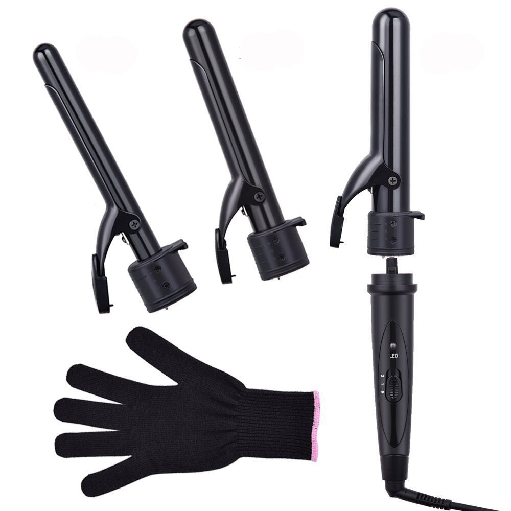 Curling Iron 3 In 1  Professional Instant Heat Up  Wand Set With 3 Interchangeable Ceramic Barrels Hair Curler