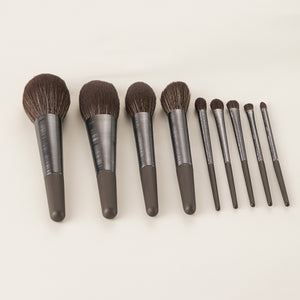 Long Brushed Aluminum Tube 9pcs Makeup Brushes Set Professional Cosmetic Eyeshadow Loose Powder Blush Smudge