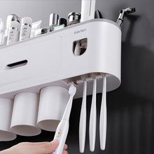 Load image into Gallery viewer, Wall-mounted Magnetic Toothbrush Holder Toothpaste Squeezer Automatic Dispenser Waterproof Storage Rack Bathroom Accessories