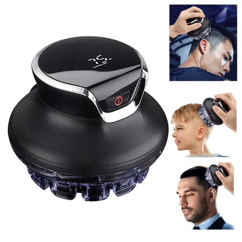 Automatic Hair Trimmer 360 Rotating Hair Clipper LED Display Portable Shaved Head Artifact UFO Flying Saucer Cutter Head
