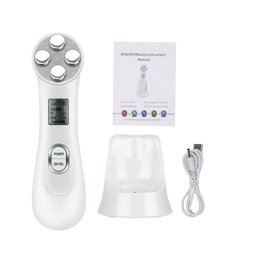 Facial Mesotherapy Electroporation RF Radio Frequency LED Photon Face Lifting Tighten Wrinkle Removal Skin Care Face Massager