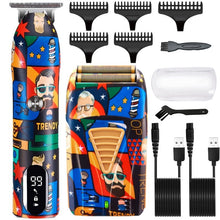 Load image into Gallery viewer, Professional Barber Hair Clipper Rechargeable Graffiti Electric Finish Cutting Machine Beard Trimmer Shaver Cordless Work