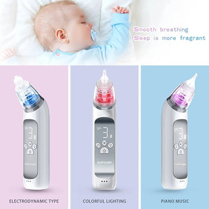 Baby Electric Nasal Aspirator Nose Suction Device with Food Grade Silicond Mouthpiece 3 Suction Modes and Soothing Music