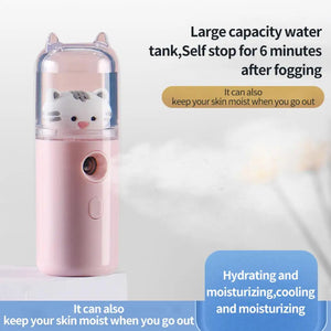 Cute Cat Nano Mist Facial Sprayer Beauty Instrument USB Humidifier Rechargeable Nebulizer Face Steamer Moisturizing Beauty Tool