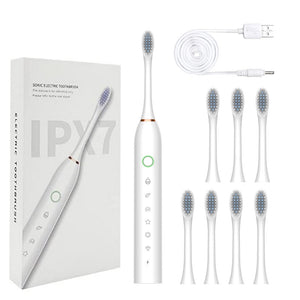 Electric Sonic Toothbrush Rechargeable for Adults 6 Modes Electronic Tooth Brushes Smart Timer with Replacement Heads Waterproof