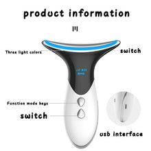 Load image into Gallery viewer, EMS Neck Massager 3 Colors LED Photon Treatment Anti Wrinkle Face Lifting Skin Tighten Reduce Double Chin Skin Care Beauty Device