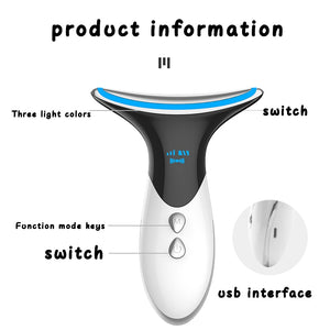 EMS Neck Massager 3 Colors LED Photon Treatment Anti Wrinkle Face Lifting Skin Tighten Reduce Double Chin Skin Care Beauty Device