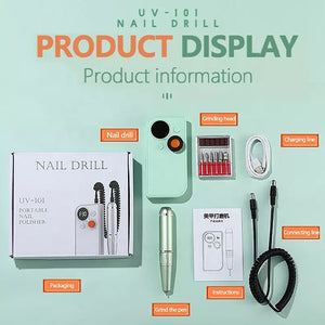 Portable Nail Drill Pen Polisher Rechargeable Electric Nail Drill Machine For Acrylic Nail 30000RPM Nail Manicure Pedicure Tools