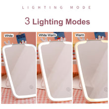 Load image into Gallery viewer, LED Makeup Mirror Touch Screen Vanity Mirrors USB Charging Cosmetic Mirror 3 Brightness Desktop Mirror for Bedroom Travel