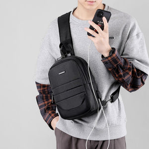 Multi-function Crossbody Bags For Men USB Charging Messenger Chest Bag Anti-theft Combination Lock Rucksack Male Business Casual