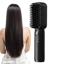 Load image into Gallery viewer, Rechargeable Hair Straightener Fast Electric Straightening Hot Brush Durable Mini Battery Operated Travel Size Hair Straightener
