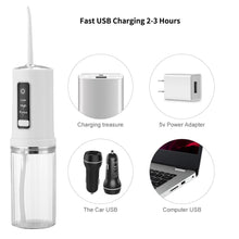 Load image into Gallery viewer, Electric Oral Irrigator Foldable Dental Water Jet Flosser USB 3 Mode Portable Water Jet Floss Tooth Pick Waterproof 230ml 4 Tips