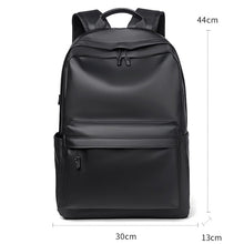 Load image into Gallery viewer, Backpack For Men PU Leather High Quality Business Travel Bag Solid Color Rucksack Unisex Simple Bagpack Holds 15.6 Inches Laptop