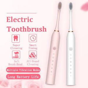 Newest Ultrasonic Electric Toothbrush Rechargeable USB with Base 6 Mode Adults Sonic Toothbrush IPX7Waterproof Travel Box Holder
