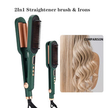 Load image into Gallery viewer, Professional 2 in1 Hair Straightener Brush Hair Curling Iron Wand LCD Ceramic Curling Wand Irons Hair Styling Tools Professional