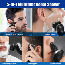 Load image into Gallery viewer, 5 in 1 USB Rechargeable Men&#39;s beard trimmer Waterproof 4D Head Dry Wet Digital display Shaver razor Washable Shaving Machine