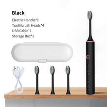 Load image into Gallery viewer, Ultrasonic Electric Toothbrush Rechargeable USB for Adults Sonic Automatic Tooth Brush Whitening Oral Hygiene 4 Replacement Head