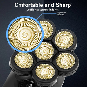 7D Independently 7 Cutter Floating Head Waterproof Electric Razor Multifunction USB Charge Trimmer Men Shaver For Men