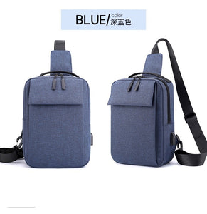 Men's Chest Pack Bag  Messenger Bag Single Shoulder Bag Korean Casual Sling Backpack Pure Color Simple Square Chest Bag