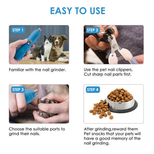 Pet Nail Grinder Rechargeable USB Dog Nail Clippers Painless Electric Dog Nail Grinder Grooming Trimmer Tool