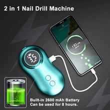 Load image into Gallery viewer, Professional Nail Drill Machine 35000RPM Speeds Rechargeable Manicure Pedicure Tools With LCD Display Nail File For Polish Nails