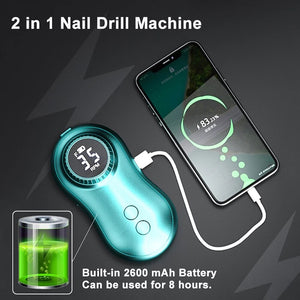 Professional Nail Drill Machine 35000RPM Speeds Rechargeable Manicure Pedicure Tools With LCD Display Nail File For Polish Nails