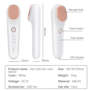 Hot&Cold Facial Vibration Massager Ice Skin Care Cryotherapy Calm Skin Shrink Pore Warm Heating Relax Face Lifting Beauty Device
