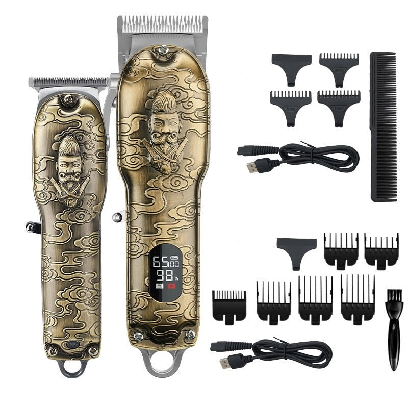 New Professional Hair Clipper Set Barber Hair Cutting Machine Electric Hair Trimmer For Men 2 clippers Embossed Haircutter