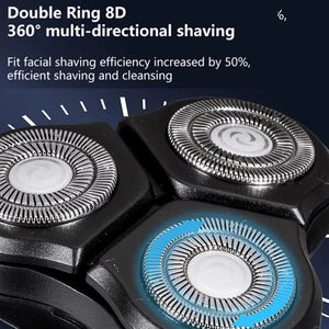 Electric Shaver Razor Shaving Beard Machine for Men Dry Wet Beard Trimmer Rechargeable IPX6 Washable 8D 360°Shaving 3in1 Razors