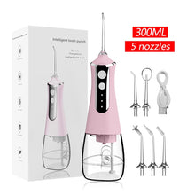 Load image into Gallery viewer, Portable Oral Irrigator Dental Water Flosser Rechargeable Dental Water Jet Pick 3 Modes 300ML Tank Waterproof for Cleaning Teeth