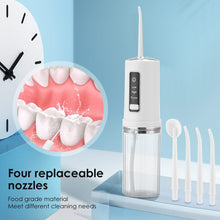 Load image into Gallery viewer, Portable Oral Dental Irrigator Foldable Water Flosser USB Rechargeable Water Jet Floss Tooth Pick Cleaning IPX7 230ML 4 Nozzles