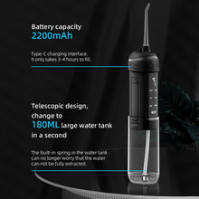 Load image into Gallery viewer, Newest Stretch Oral Irrigator Intelligent Portable Dental Water Jet Flosser Rechargeable for Teeth Cleaning IPX7 180ml Tank 4Tip