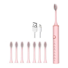 Load image into Gallery viewer, Ultrasonic Sonic Electric Toothbrush for Adults USB Rechargeable Waterproof Electric Teeth Tooth Brushes with 8 Replacement Heads