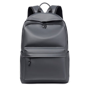 Backpack For Men PU Leather High Quality Business Travel Bag Solid Color Rucksack Unisex Simple Bagpack Holds 15.6 Inches Laptop