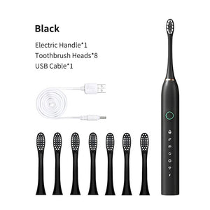 Smart Electric Sonic Toothbrush Rechargeable USB Electronic Teeth Brush IPX7 Waterproof Tooth Whitening Clean 8 Replacement Head