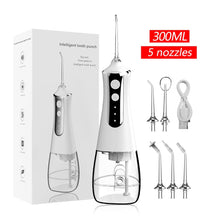 Load image into Gallery viewer, Portable Oral Irrigator Dental Water Flosser Rechargeable Dental Water Jet Pick 3 Modes 300ML Tank Waterproof for Cleaning Teeth