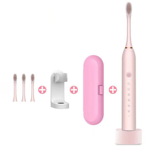 Newest Ultrasonic Electric Toothbrush Rechargeable USB with Base 6 Mode Adults Sonic Toothbrush IPX7Waterproof Travel Box Holder