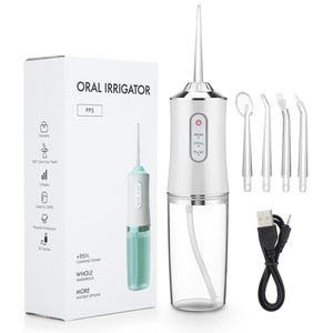 3 Modes Oral Irrigator Portable Dental Water Jet Flosser USB Rechargeable Tooth Pick Electric Teeth Cleaner Water Jet Floss 220ML Water Tank IPX7 Waterproof 4 Jet Tips for Adults