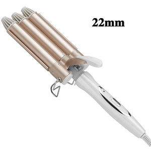 22MM/25MM Hair Curling Iron Electric Hair Curler Three-tube Omelet Curling Iron Long-lasting Stable Wave Roll Home Styling Tool