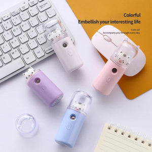 Cute Cat Nano Mist Facial Sprayer Beauty Instrument USB Humidifier Rechargeable Nebulizer Face Steamer Moisturizing Beauty Tool