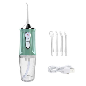 Portable Oral Irrigator Rechargeable USB Water Dental Flosser UV Sterilization 3 Modes Water Jet Floss Pick 220ml 4 Nozzle