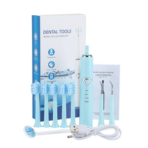 Dental Tartar Cleaner Electric Toothbrush Whitening Teeth Whitener Calculus Remover 5pcs Tooth Brush heads 2pcs Scaler Oral Kit
