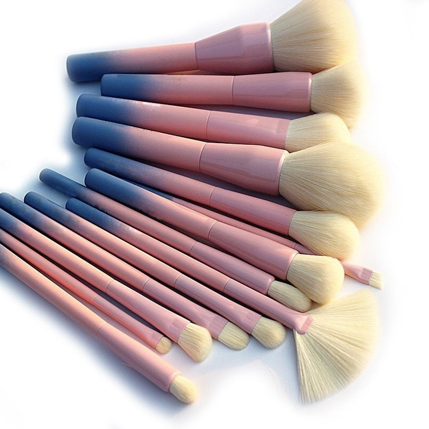 Gradient Color Pro 14pcs Makeup Brushes Set Cosmetic Powder Foundation Eyeshadow Eyeliner Brush Kits Make Up Brush Tool