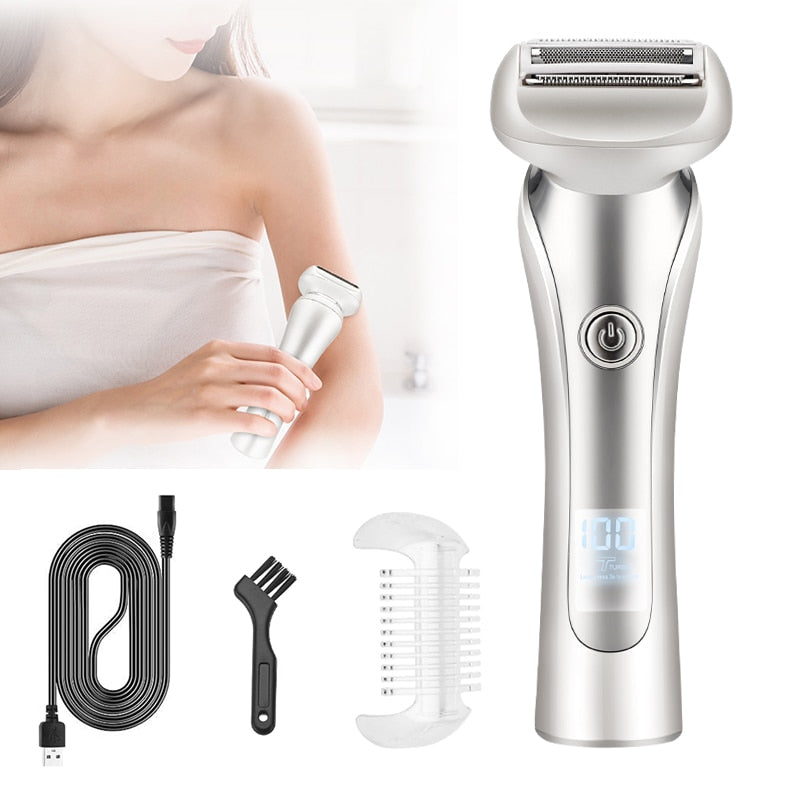 Electric Razor for Women Bikini Trimmer Painless Lady Electric Shaver Wet and Dry Pubic Hair Removal Trimmer for Underarm Arm